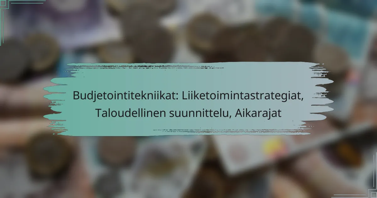 Budjetointitekniikat: Liiketoimintastrategiat, Taloudellinen suunnittelu, Aikarajat