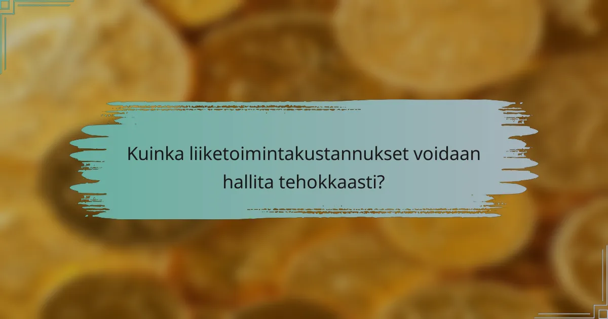 Kuinka liiketoimintakustannukset voidaan hallita tehokkaasti?