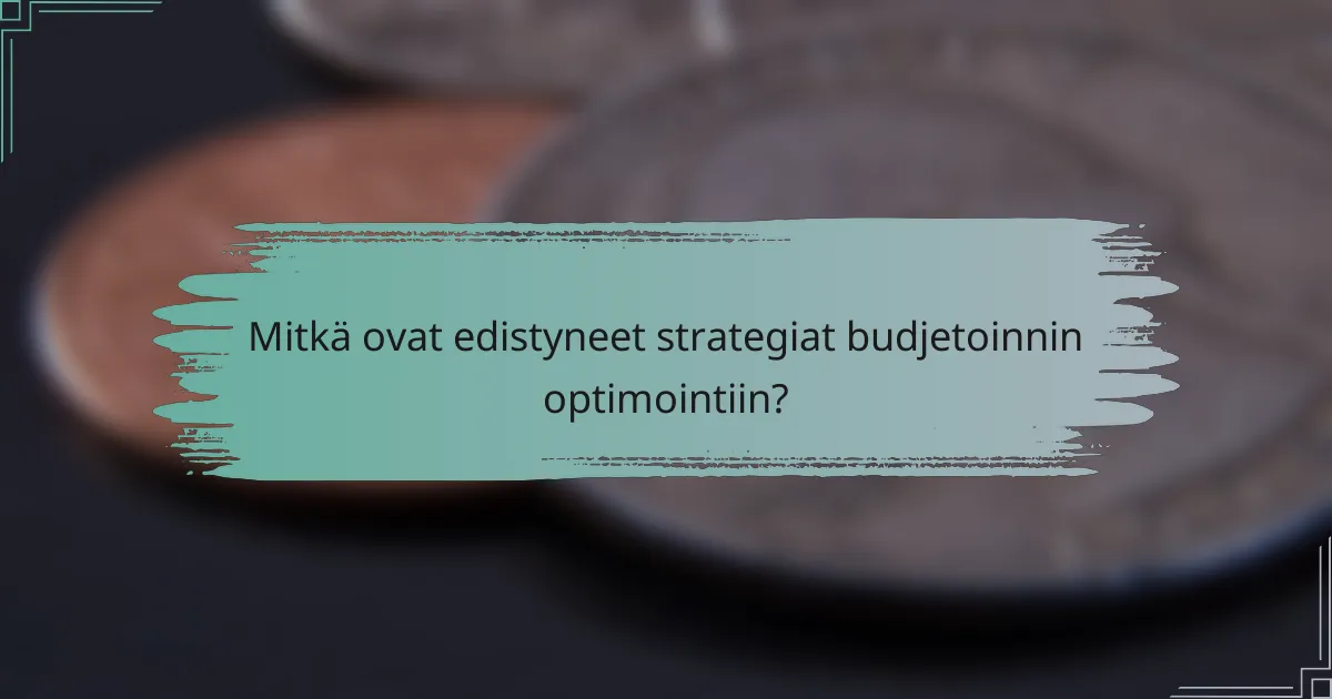 Mitkä ovat edistyneet strategiat budjetoinnin optimointiin?