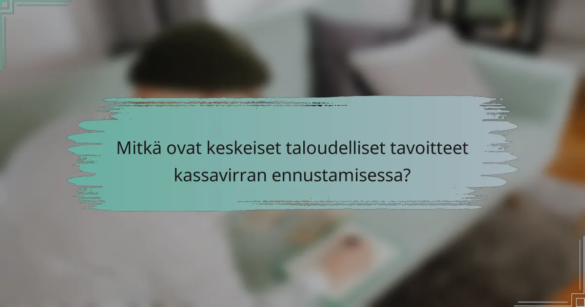 Mitkä ovat keskeiset taloudelliset tavoitteet kassavirran ennustamisessa?